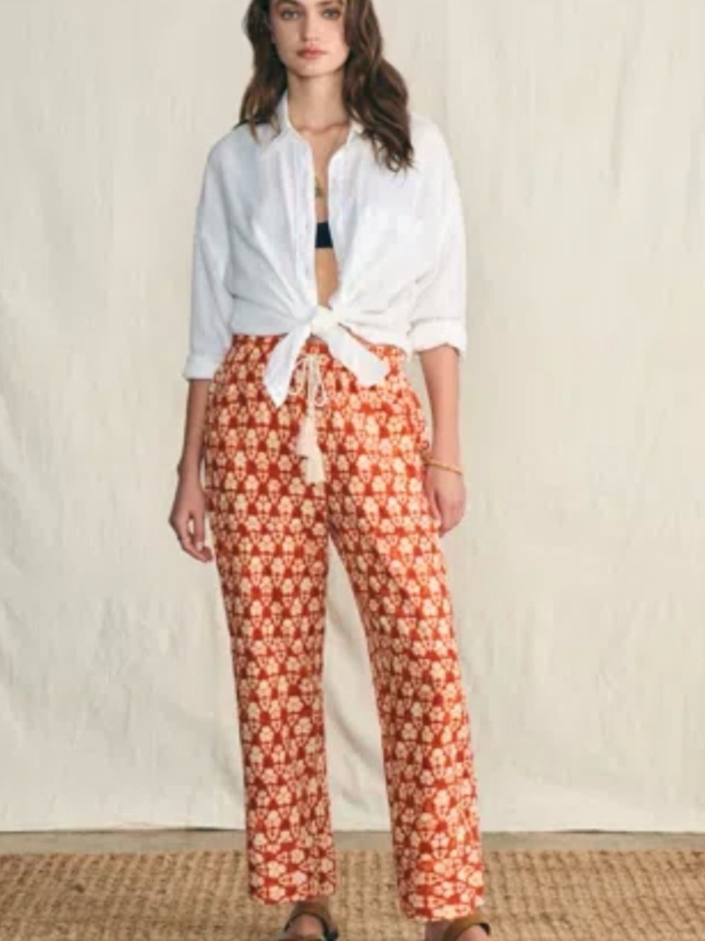Faherty Pacific Beach Linen Pants in Spiced Shibori Print size M